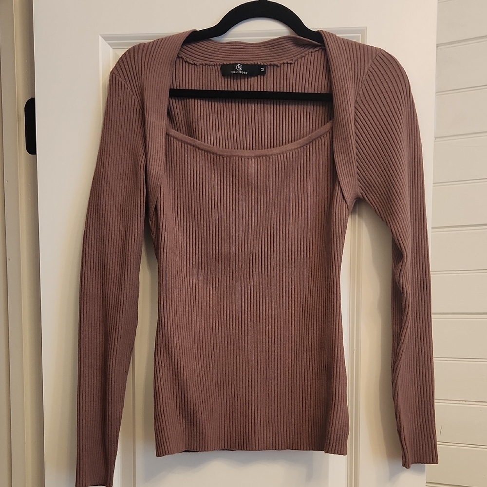 Ribbed Mauve Sweater - Crew Neck